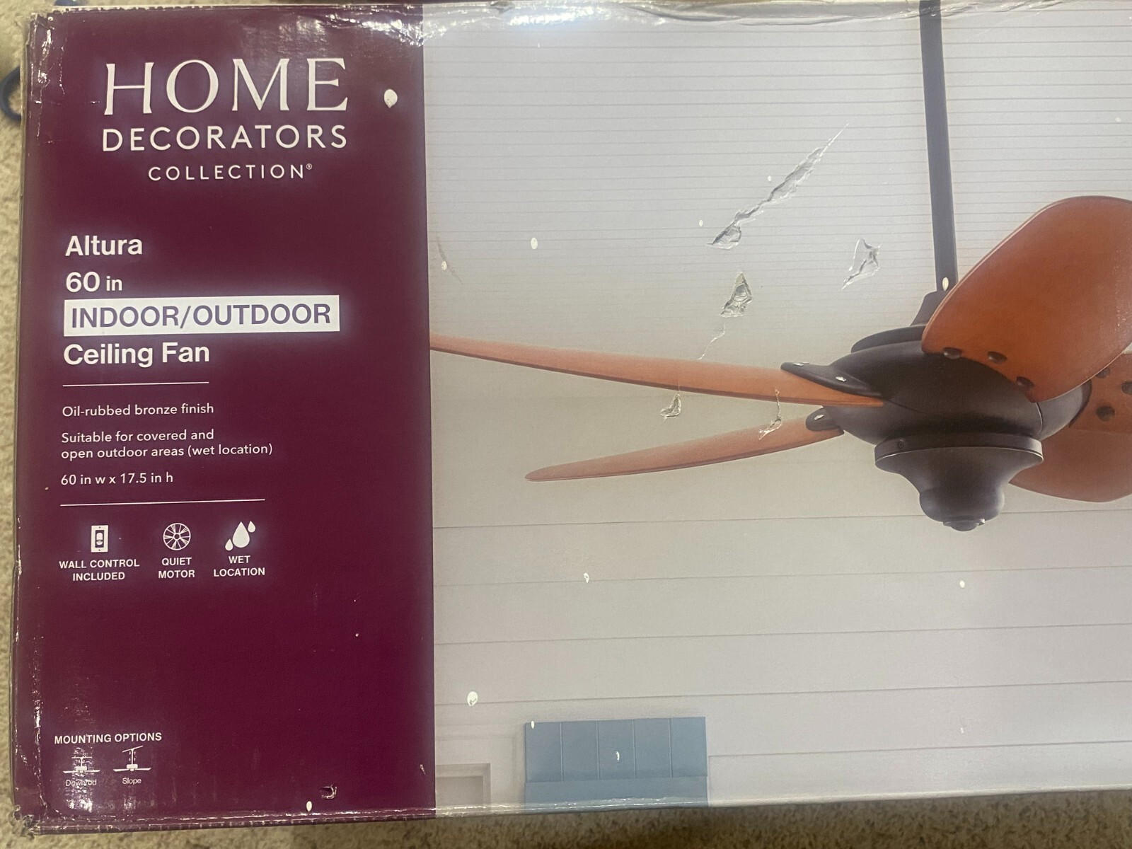 Altura 60 In Indoor Outdoor Oil Rubbed Bronze Ceiling Fan Shelly Lighting