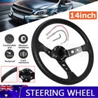 <!--F#f_0-->350mm 14 inch Black Suede Steering Wheel Deep DIsh Brushed Spokes Sport Kyostar<!--F/-->