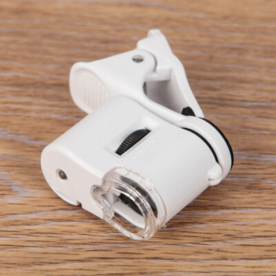 60X Microscope Clip Loupe Jeweler Magnifying Glasses With Light for Cellphone