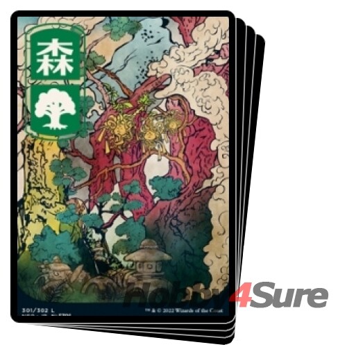Japanese Forest (301) (full Art) X4 M/NM Magic MTG Kamigawa: Neon Dynasty - Picture 1 of 1