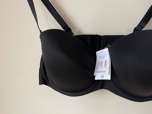 Primark Bra Black Under-Wire Multi Strap Way Moulded Cup 40E - BNWT - Picture 2 of 4