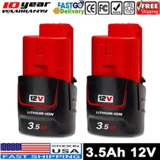 2Pack 3.5Ah Battery For Milwaukee for M12 LITHIUM Extended Capacity 48-11-2460