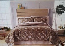 Threshold 3 Piece Comforter Set Persian Medallion Brown Gray Green Full/Queen