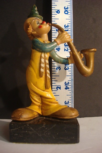 Vintage Resin Clown Figurine Italy Saxophone on Marble Base - COLLECTIBLE | eBay