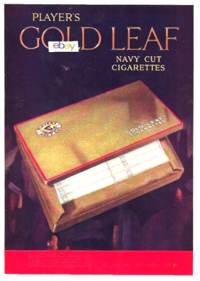 who makes gold leaf tobacco PLAYERS CIGARETTES IMPERIAL TOBACCO COMPANY GREAT BRITAIN GOLD LEAF 1934 AD