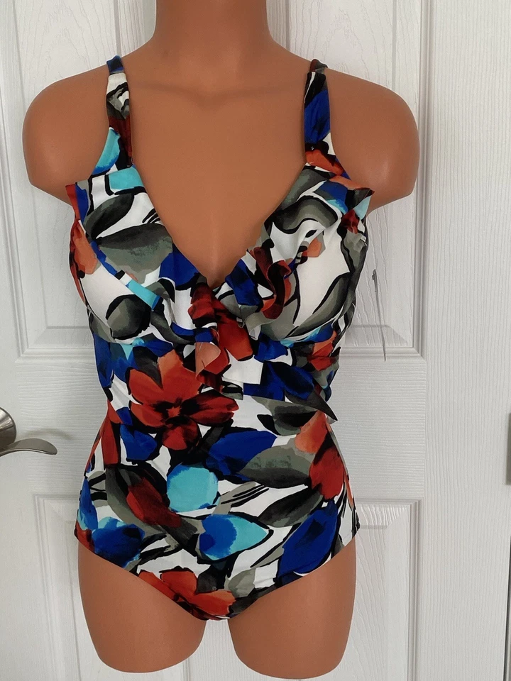 Traje de baño INC 8 a 10 multicolor 1 pieza cuello en V copa suave nuevo con etiquetas Foto 3 de 4