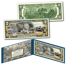 WILLYS MB JEEP - End of WWII 75th Anniversary V75 - Authentic $2 U.S. Bill
