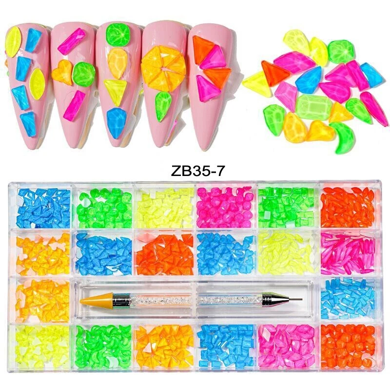 Kit de diamantes de imitación para uñas parte posterior plana 240 piezas dijes de aleación vidrio joyería uñas caja de cristal Foto 4 de 4