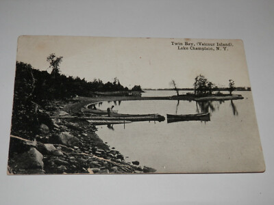 LAKE CHAMPLAIN NY - 1924 POSTCARD - TWIN BAY (VALCOUR ISLAND)
