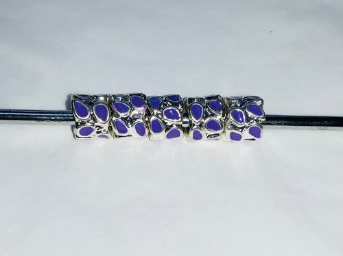 5 METAL & ENAMEL European Large Hole Spacer Beads Various Colours & Styles B - Picture 27 of 41