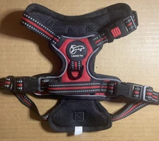 No-Pull Dog Harness Adjustable & Breathable Heavy Duty Reflective Vest-Red/SM