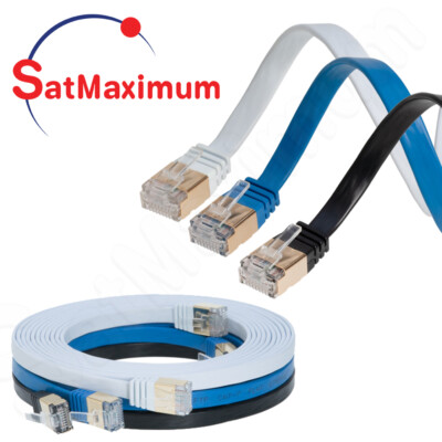 CAT7 Ethernet Cable Flat Patch Cord 10Gbps High Speed Network SHIELDED - LOT