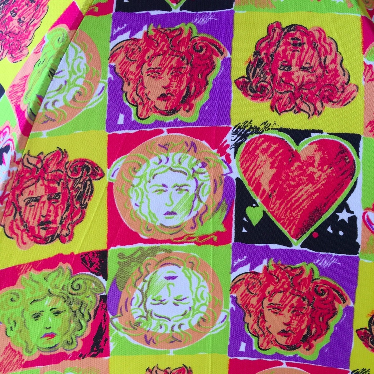 GIANNI VERSACE yellow umbrella Pop Art Medusa head & Heart Warhol