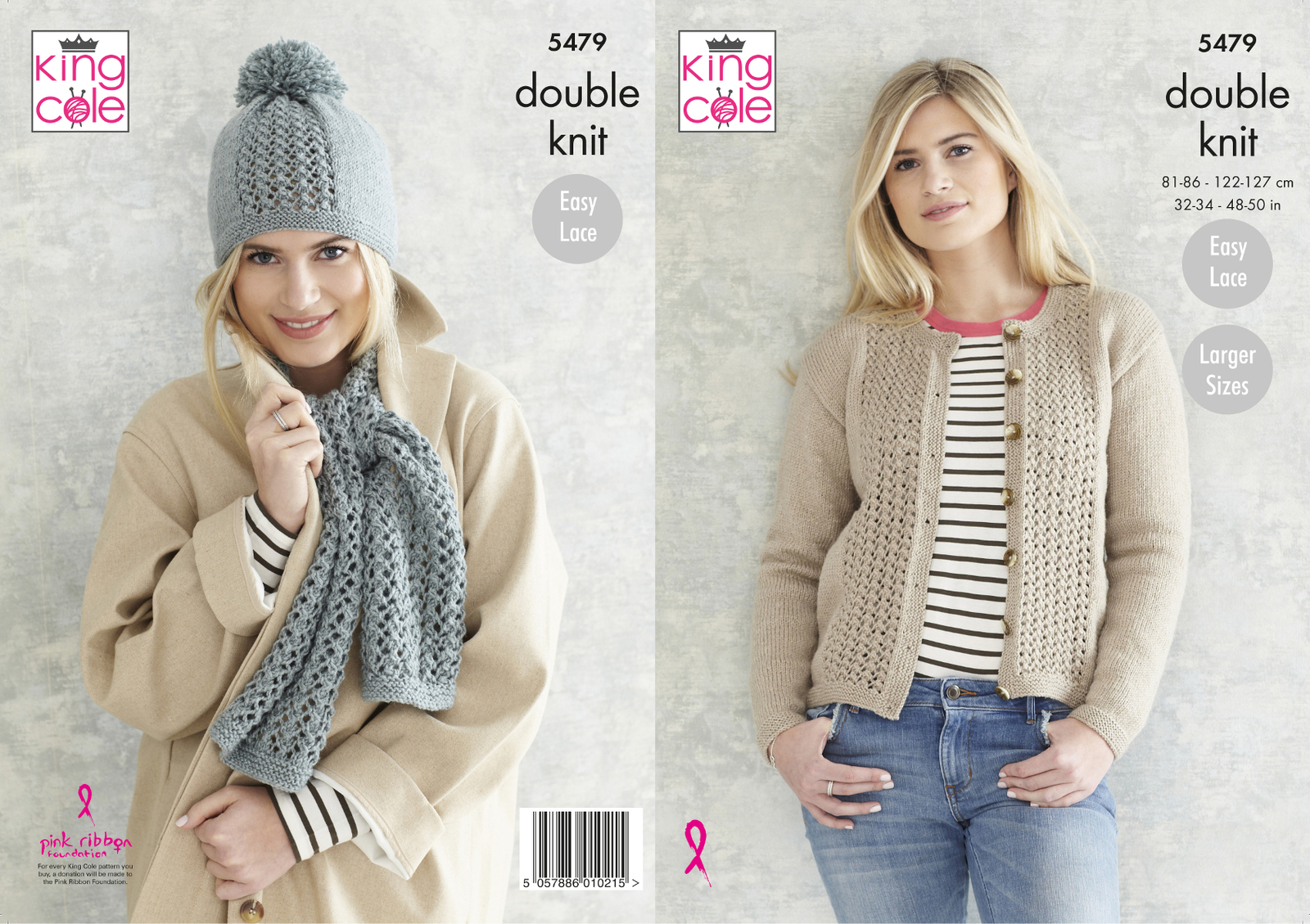 King Cole DK Knitting Pattern Ladies Cardigan Scarf and Hat 5479 - Image 6