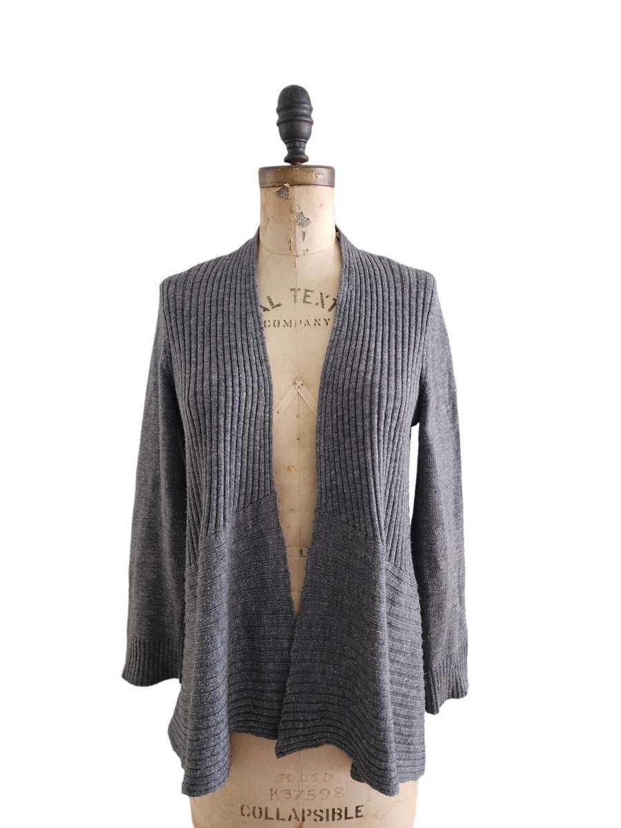 Eileen Fisher Wool Linen Silk Open Front Cardigan Sweater