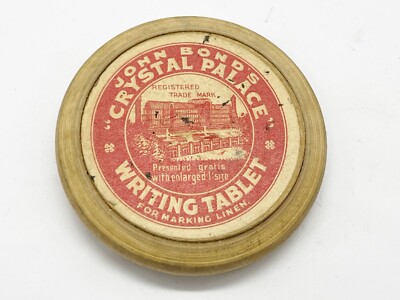 VINTAGE ALTE JOHN BOND'S CRYSTAL PALACE SCHREIBTABLETTE MARKIERUNG FÜR LEINEN NÄHEN