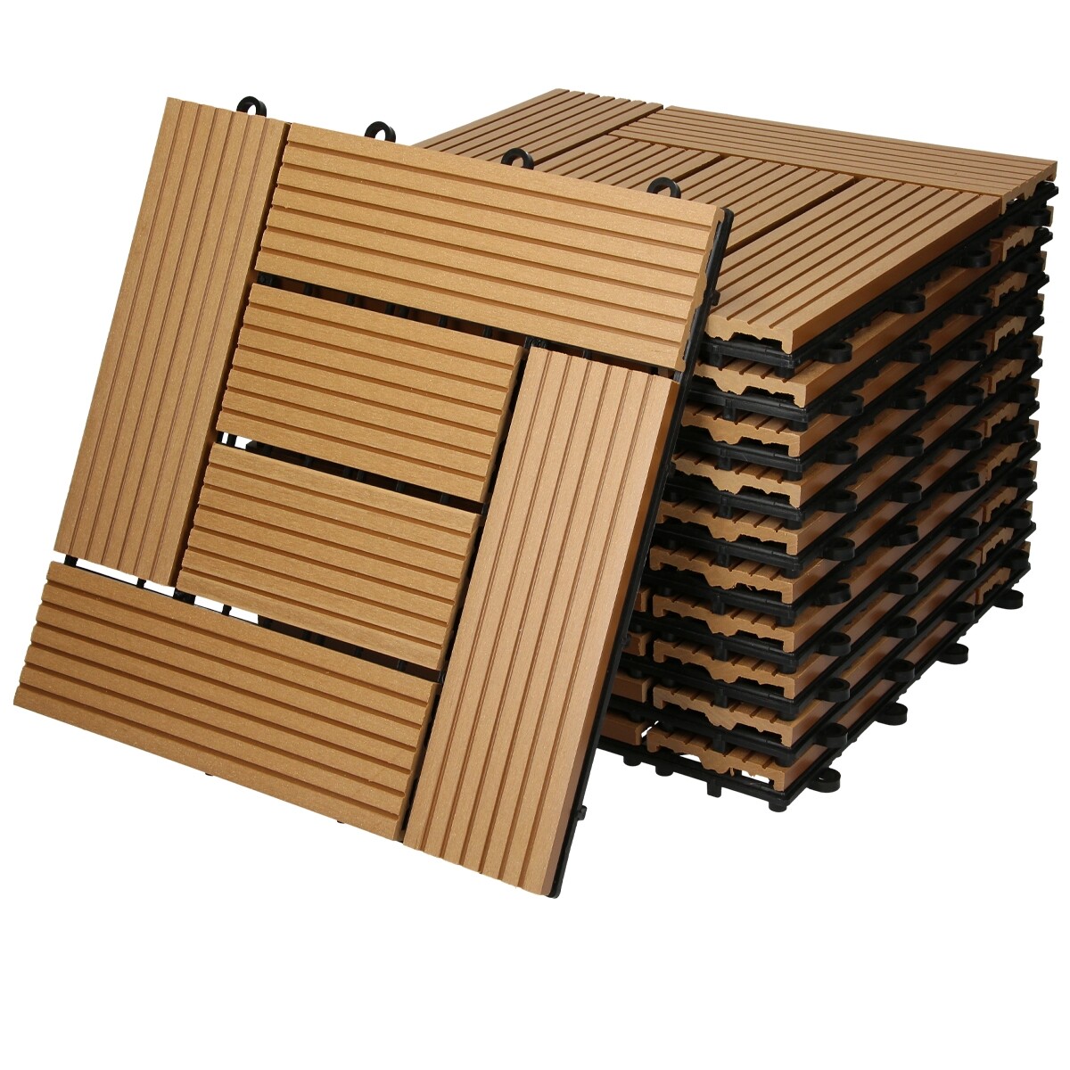 5m² Baldosas WPC 55 azulejos de exterior 30x30cm sistema clic mosaico color teca