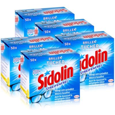 Sidolin Brillen Putztücher 50 stk. Tücher - Reinigt extra gründlich (5er Pack)