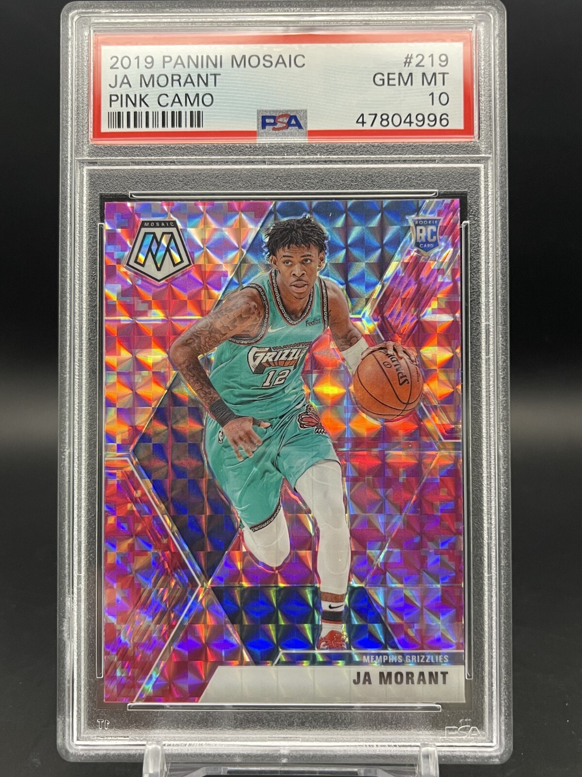 2019 Panini Mosaic #219 Ja Morant - Pink Camo RC PSA 10