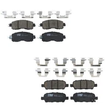 TRW Pro Front and Rear Ceramic Brake Pad Set Hardware Kit For Nissan Altima Leaf