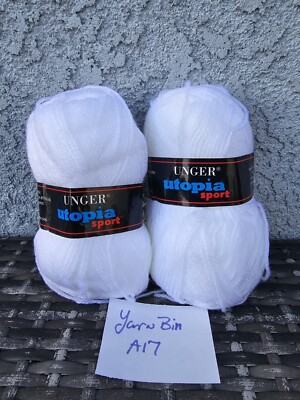 Unger Utopia Sport Made in France Color 2200 Lot 35 100% Acrylic White 2 Skeins