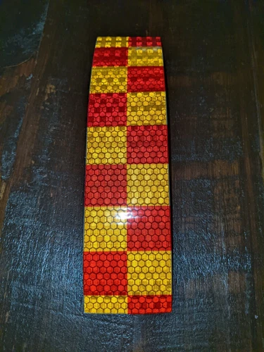 Red Yellow Checker Honeycomb Crystal Lattice Reflective Tape 1 strip  8" x 2" - product listing photo