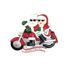 Motorcycle Mr  Mrs Claus Personalized Christmas Ornament