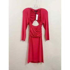 BCBGMaxazria Open Back Long Sleeve Sheath Red Dress