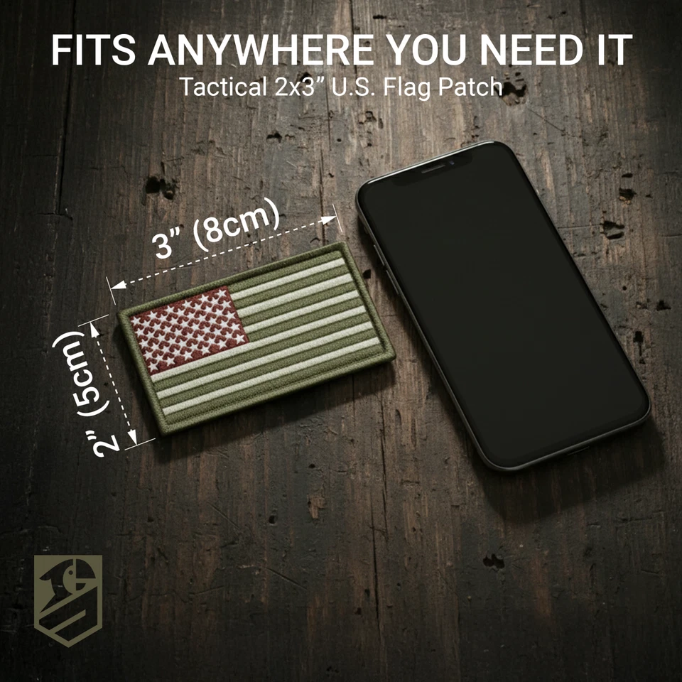 2Pcs American Flag Patch Set with Hook and Loop, Od Green Subdued Flag Patch - Image 2 of 4