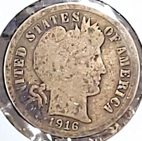 1916-P BARBER DIME IN GOOD / CIRCULATED CONDITION-#1