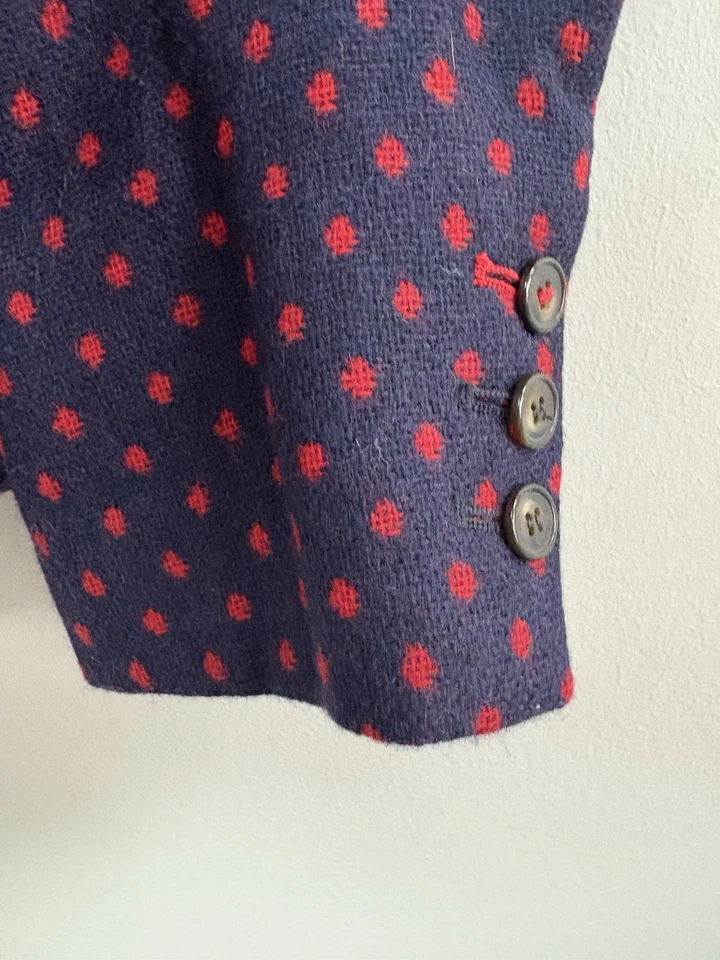 Blazer Boden para mujer 18R azul marino rojo lunares chaqueta de lana tweed británico nuevo con etiquetas Foto 4 de 4