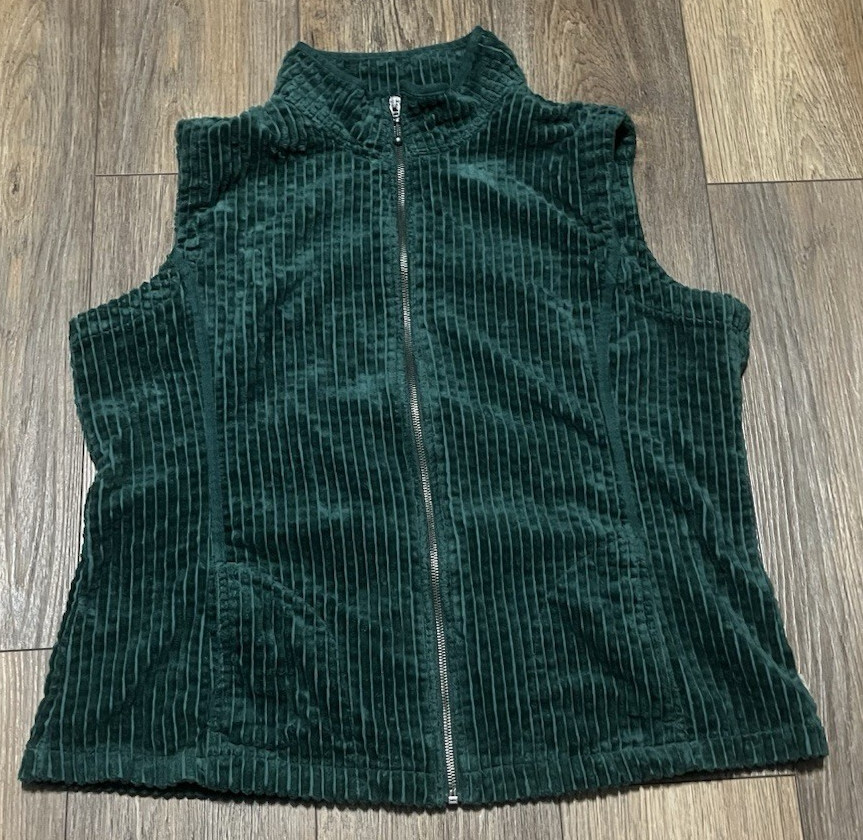 VTG Woolrich Kinsdale Wide-Wale Corduroy Vest Women's XL Jewel Green Holiday