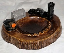 INUSUAL Cenicero de Minero de Carbón de Colección Grande 11” Botas de Cerámica Lámpara Sombrero Fiambrera