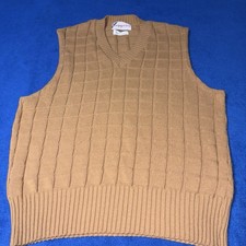 Rappers Vintage Sweater Vest Mens XL Brown Tan Orlon Knit Made in USA V Neck
