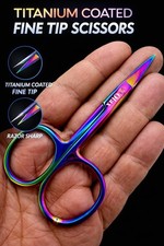4” Titanium Coated Fine Tip Scissors Razor Sharp Precision Fly Tying Craft Tool
