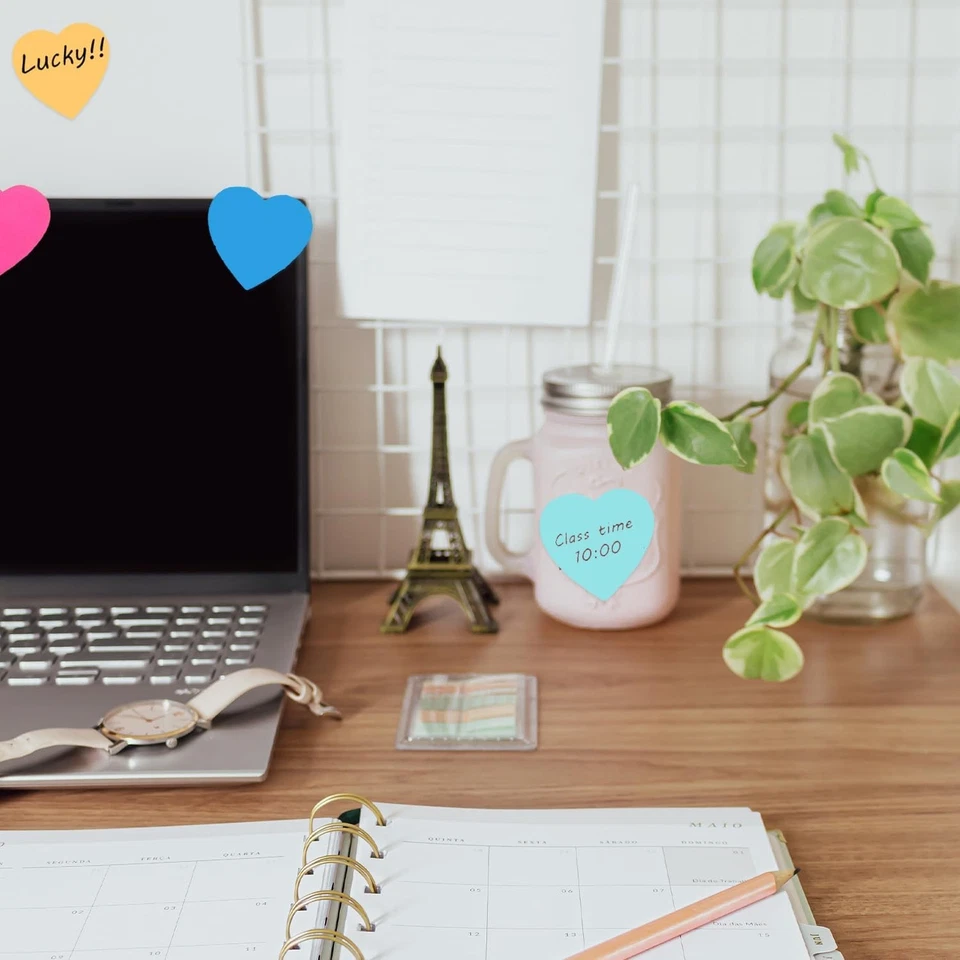 180 Pcs Heart Post It Notes,70 X 70MM Cute Novelty Heart Shaped Fun Post Its St - Image 2 of 4