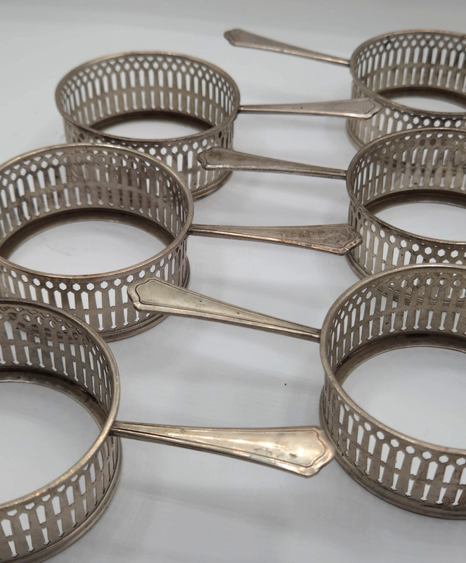 Sterling Silver Antique R. Wallace & Sons Pierced Napkin Rings Set of 6 A02
