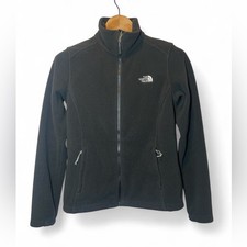 The North Face Fleece Full Zip Jacket Women Black Mock Neck Pockets Athletic S