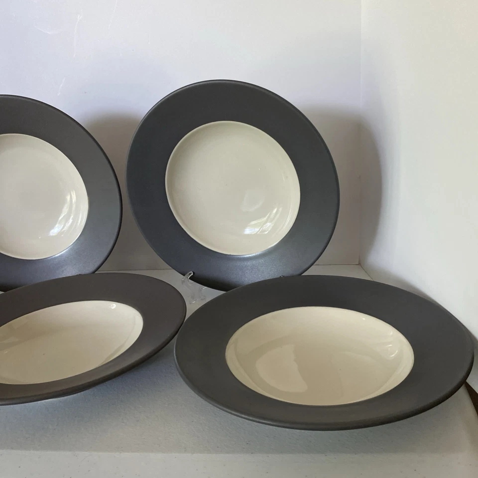 Juego de 5 cuencos con borde de gres gris blanco faria & bento FBN2 para hotelería Foto 2 de 4