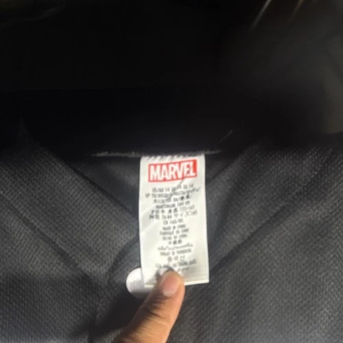 Marvel Avengers Assemble Men's Black/White Colorblock Button Jacket Logo image 2