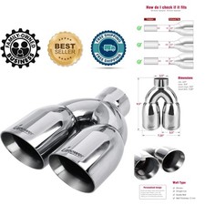 Stainless Steel Dual Exhaust Tailpipe Tips - Slant Edge 2.5 Inlet3.5 Outlet