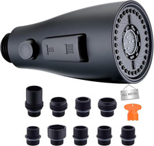 Matte Black 3 Function Kitchen Faucet Sprayer Head, Stainless Steel Shell Pull D