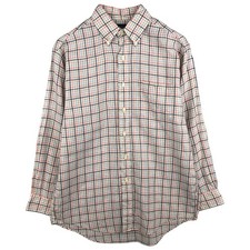 Vintage Brooks Brothers Check Pattern Long Sleeve Linen Button-Down Shirt Me...