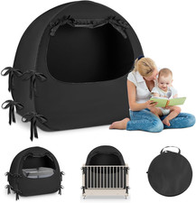Crib Blackout Tent for Pack N Play, Pop up Travel Crib Blackout Cover Canopy, Br