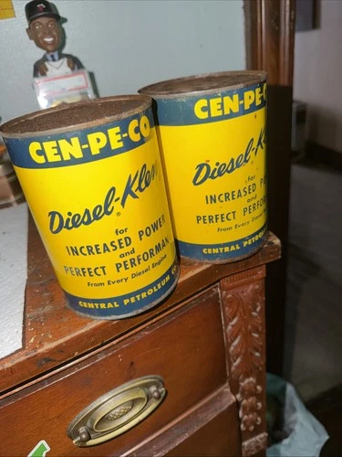 Vintage Cen Pe Co Diesel Oil Can Old  Tin Sign Rare Handy Metal Gulf Shell Lot 2