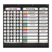 Visible Learning Classroom Pocket Chart - Reusable Dry Erase Learning Goals B...