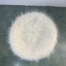 Vintage Child s 100 French Angora Cap Hat Made in USA Beige Nylon Reinforced US