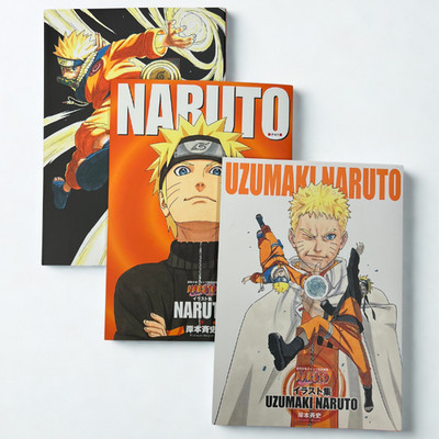 NARUTO Illustration Art Book Set of 3 by Masashi Kishimoto -Japanese Edition New