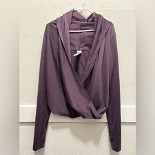 Zyia Active Yoga Shawl Wrap Long Sleeve Pullover Top in Purple Size M
