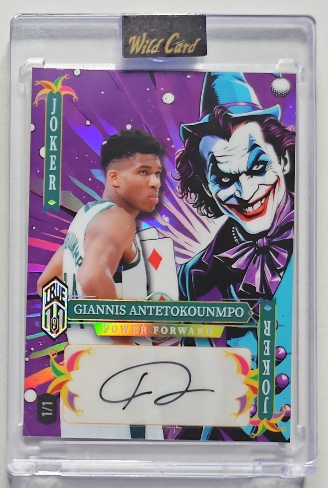 2025 WILD CARD FULL FACE JOKER TRUE 1/1 AUTO GIANNIS ANTETOKOUNMPO MIAMI HEAT 🔥